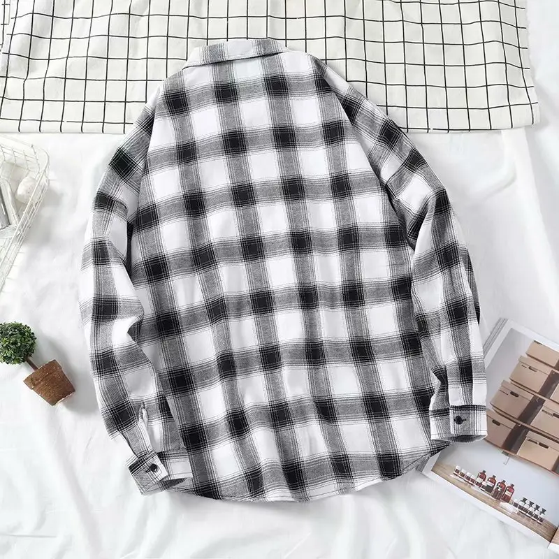 Men's Yellow Plaid Long Sleeve Shirt Korean Style — feature 34