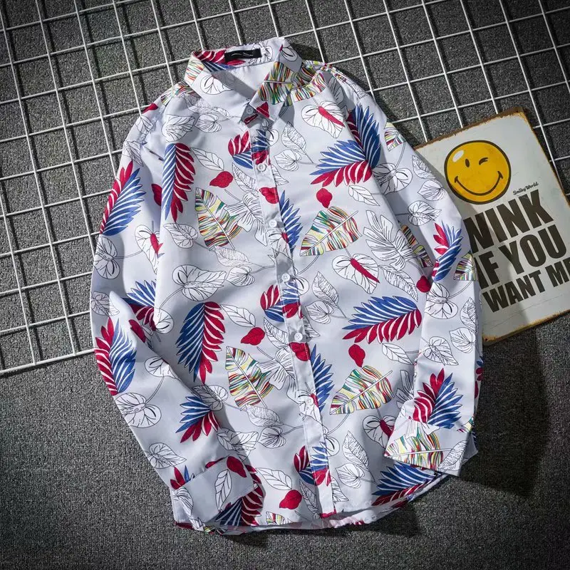 Vintage Hong Kong Style Floral Long Sleeve Shirt for Men - Image 2