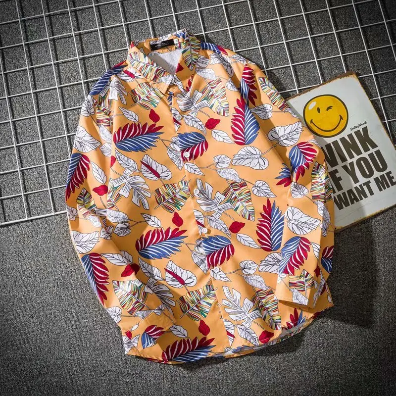 Vintage Hong Kong Style Floral Long Sleeve Shirt for Men - Image 3