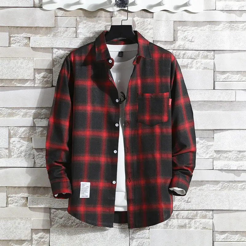 Men's Blue Plaid Long Sleeve Shirt Large - Image 6