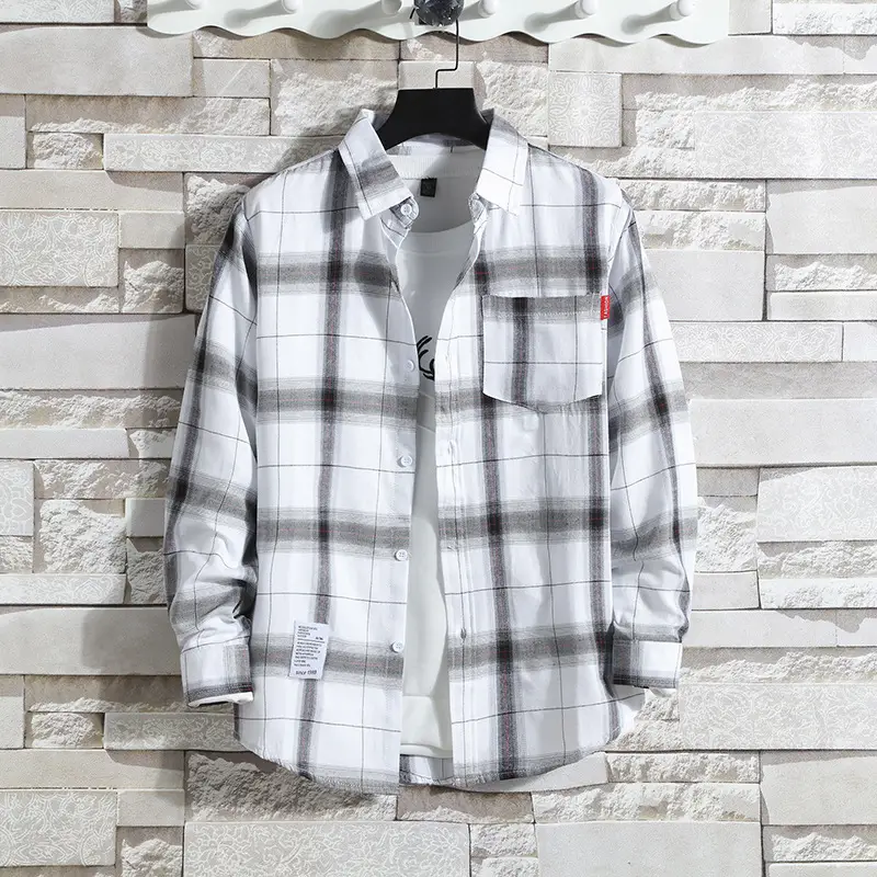 Men's Blue Plaid Long Sleeve Shirt Large - Image 5