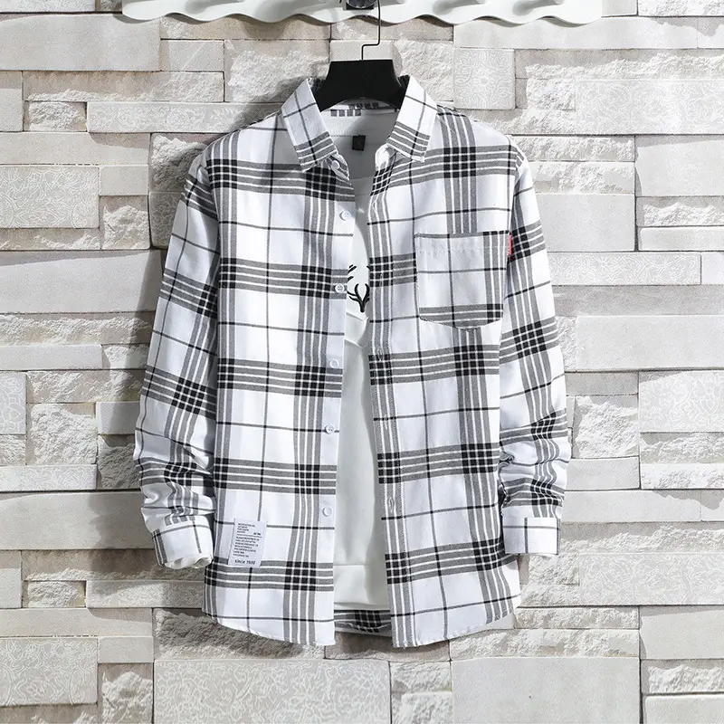 Men's Green Plaid Long Sleeve Shirt