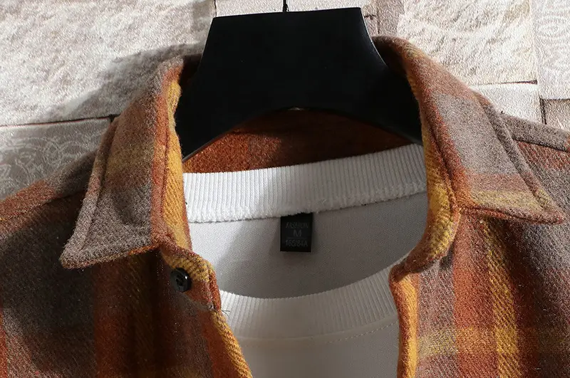 Men Plaid Woolen Jacket Winter Autumn Loose Fit - Image 4