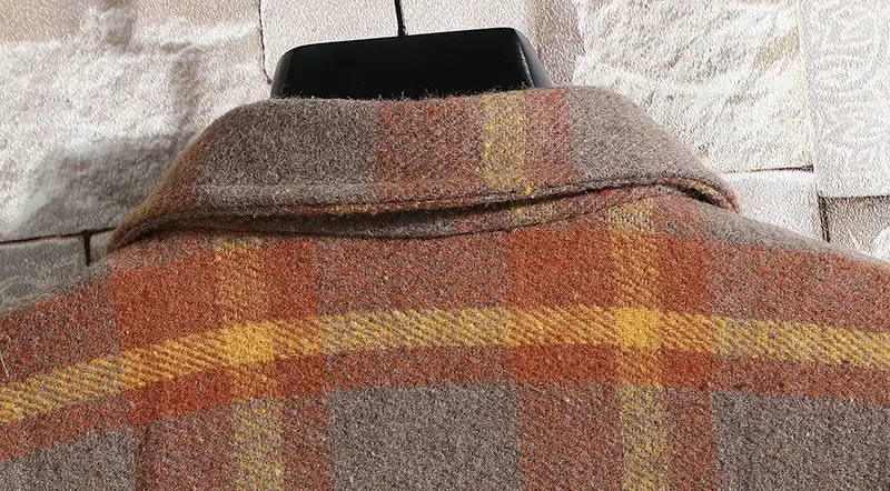 Men Plaid Woolen Jacket Winter Autumn Loose Fit - Image 5