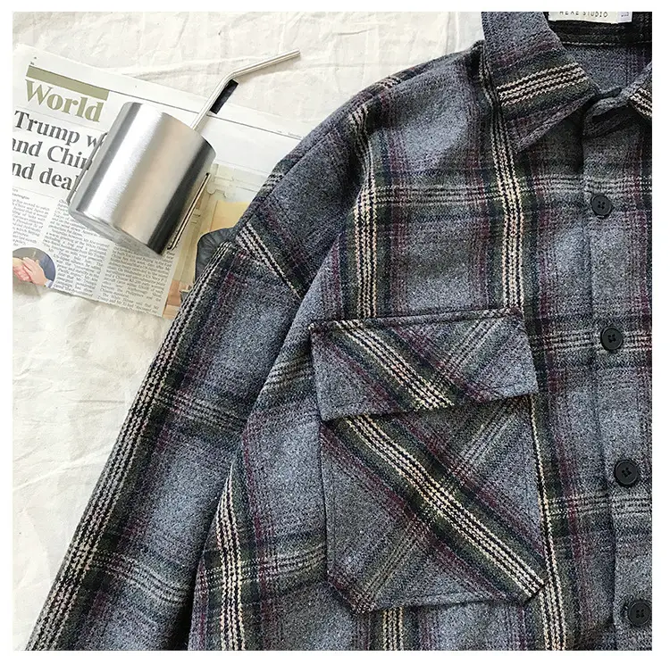 Men Plaid Woolen Jacket Winter Autumn Loose Fit — feature 22