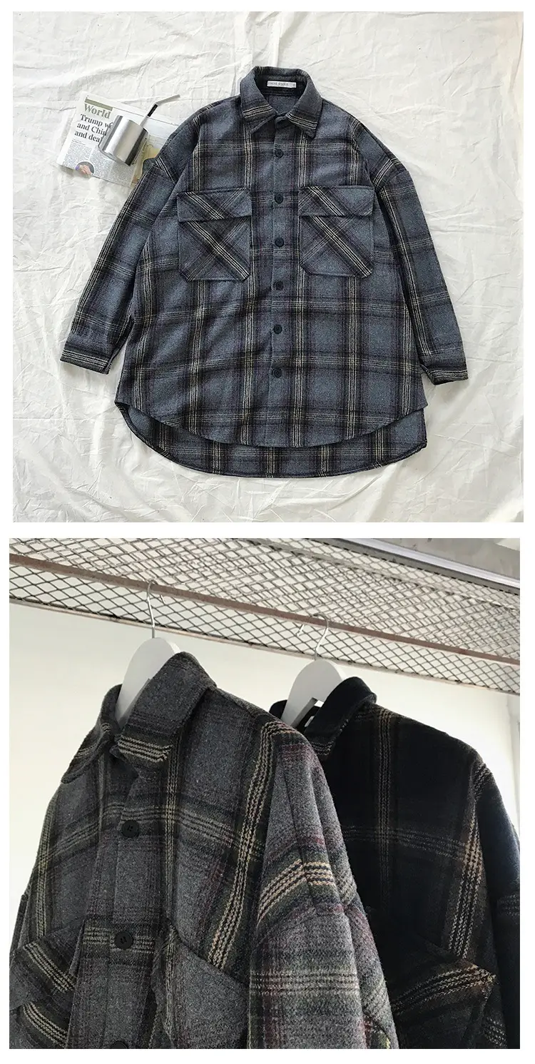 Men Plaid Woolen Jacket Winter Autumn Loose Fit — feature 23