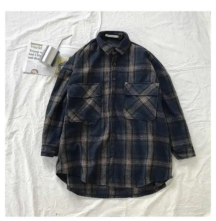 Men Plaid Woolen Jacket Winter Autumn Loose Fit — feature 24