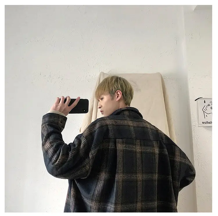 Men Plaid Woolen Jacket Winter Autumn Loose Fit — feature 27