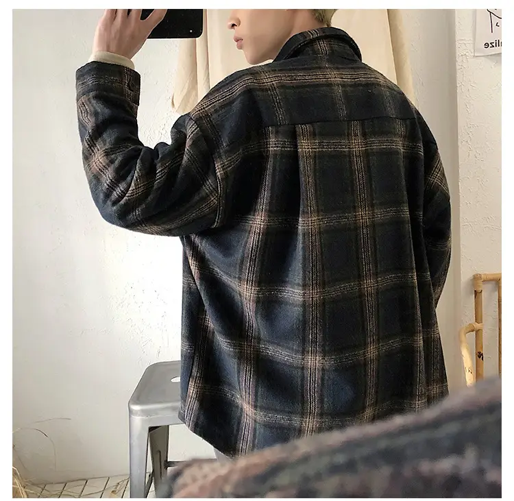 Men Plaid Woolen Jacket Winter Autumn Loose Fit — feature 29