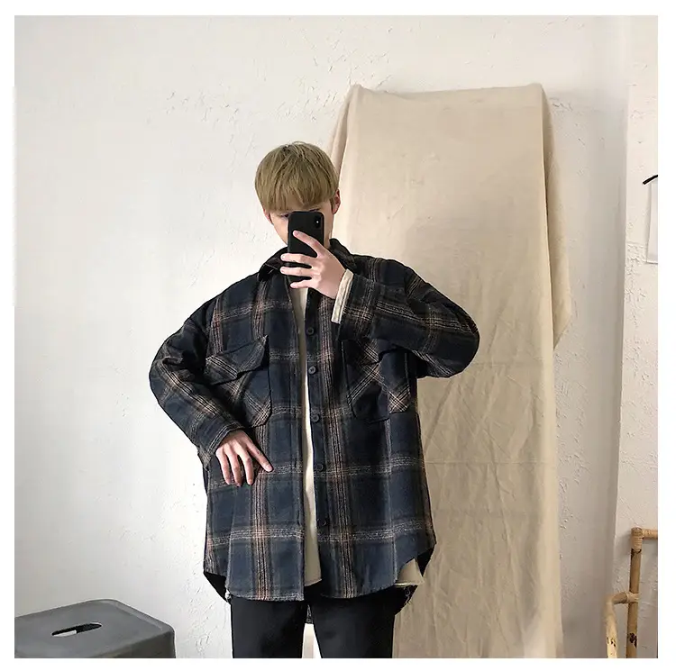 Men Plaid Woolen Jacket Winter Autumn Loose Fit — feature 30