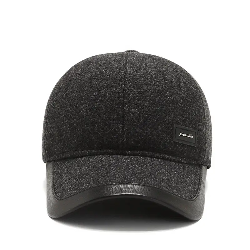 Men's Black Warm Cotton Cap with Ear Protection - Image 3