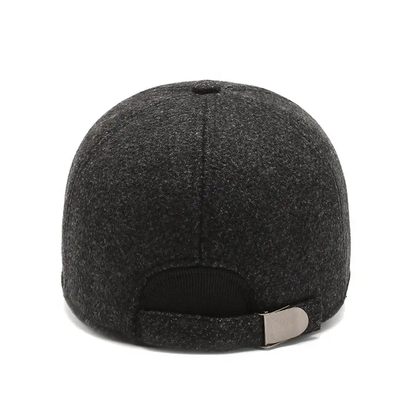 Men's Black Warm Cotton Cap with Ear Protection - Image 6