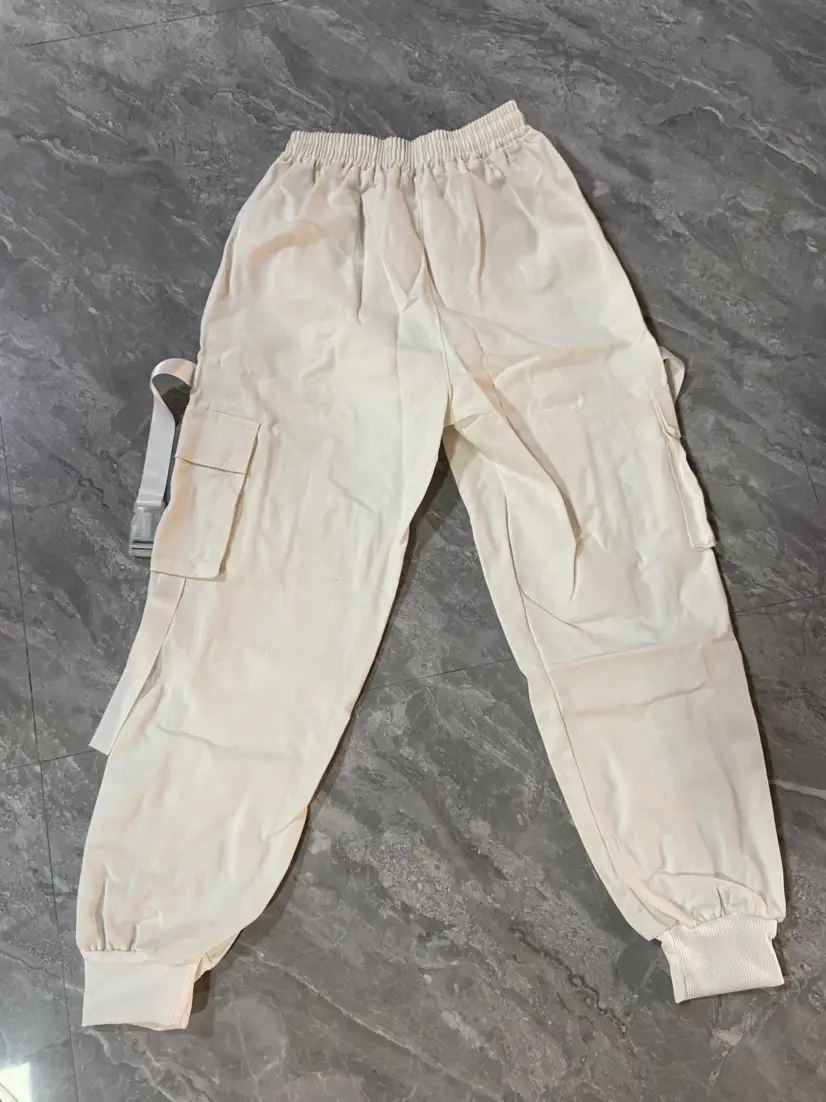 Men Cotton Hip-hop Drawstring Pants Beige