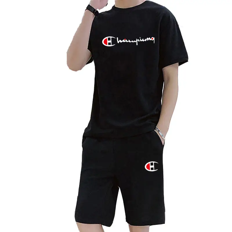 Men Champion Logo Bailing Shorts Set Red Black 2025 - Image 4