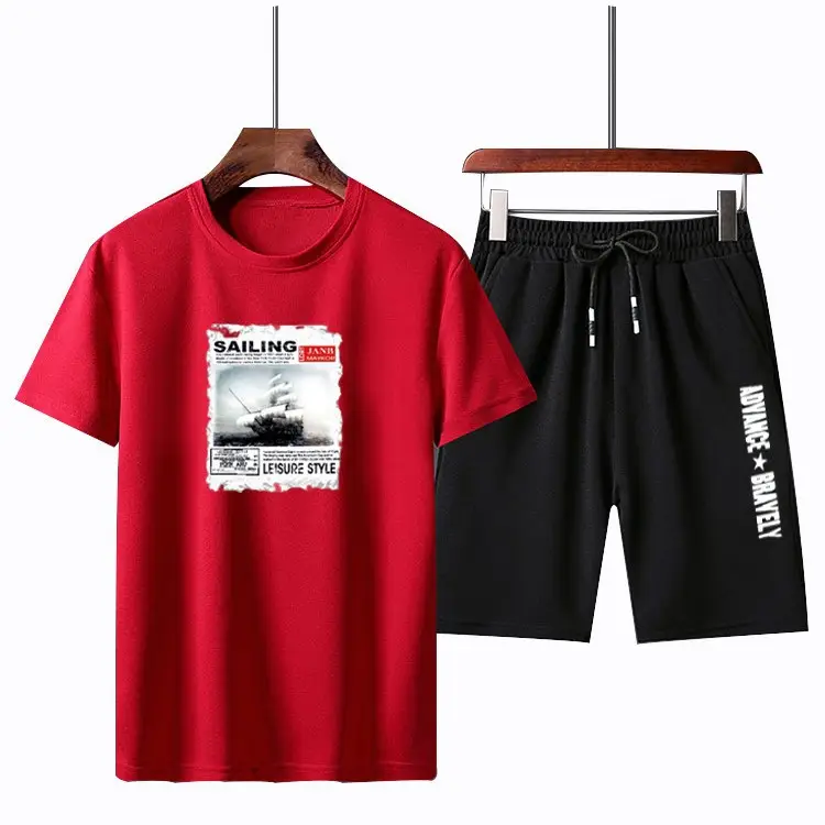 Men Champion Logo Bailing Shorts Set Red Black 2025 - Image 5