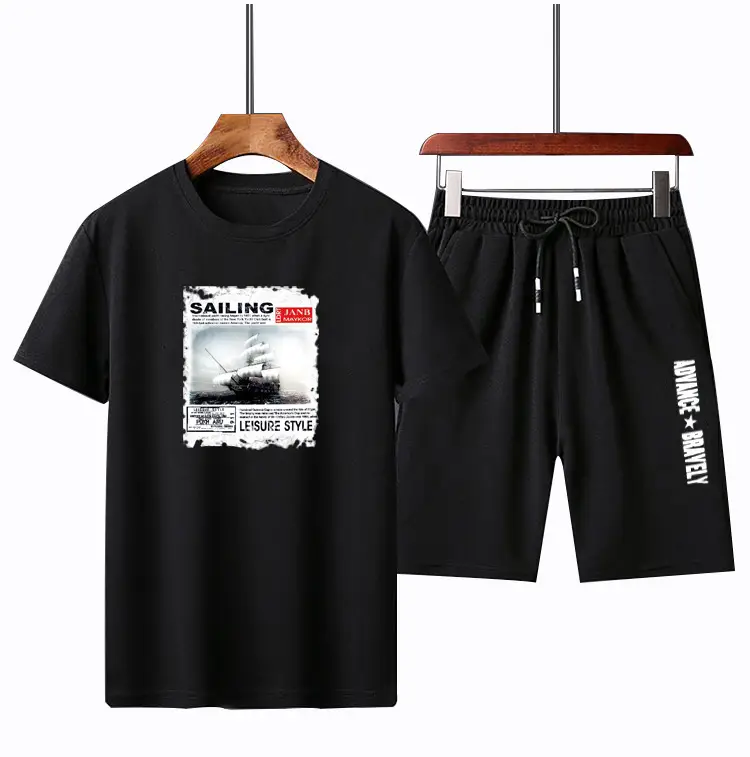 Men Running 2-Piece White Black Summer Shorts Set - Image 3