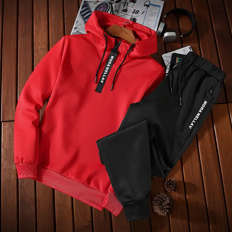 2025 Men Red Black Sports Suit Large