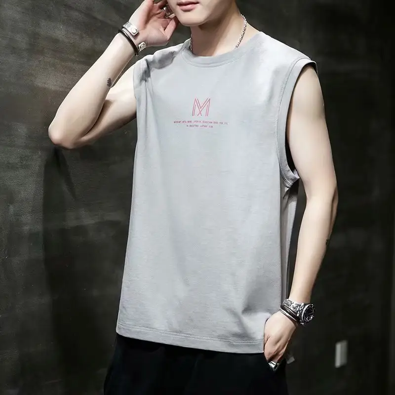Men Sleeveless Grey Basketball Vest Casual Wear