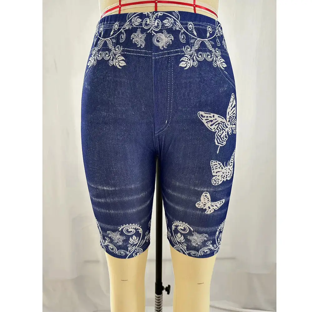 Female Printed Butterfly Sports Leggings with Drawstring Waist