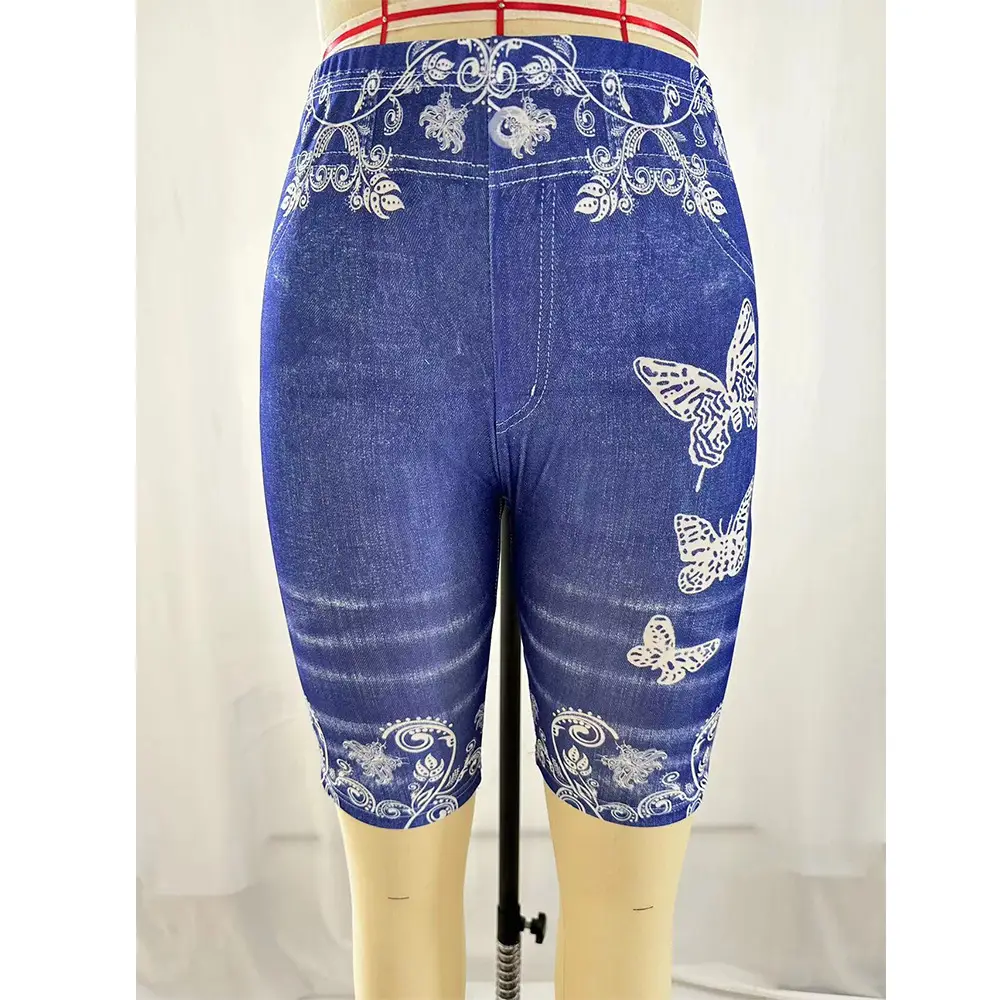 Female Printed Butterfly Sports Leggings with Drawstring Waist