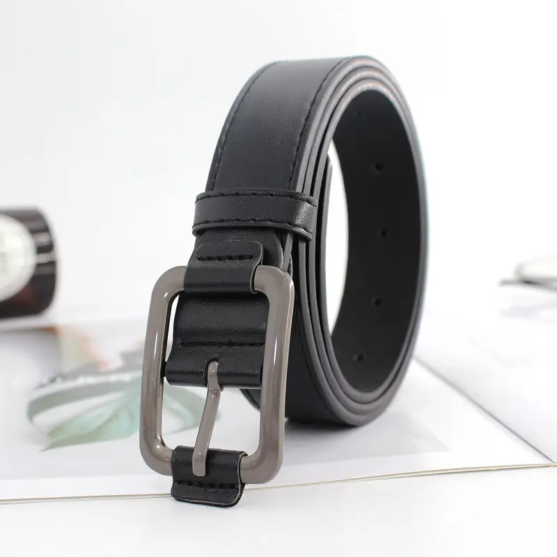 Men's Black Leather Belt with Japanese Buckle 2 Sizes