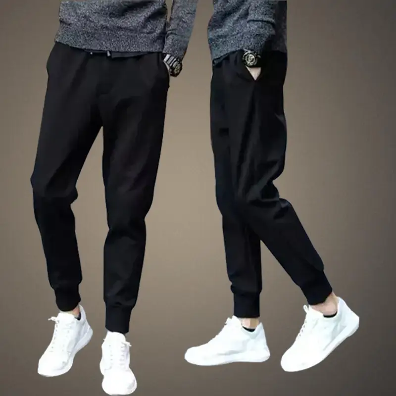 Men Black Striped Jogger Pants Large Size - Image 6