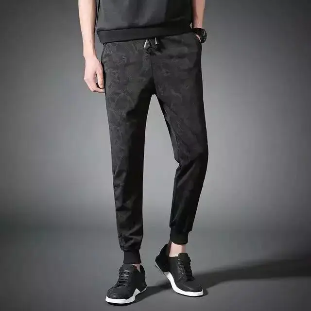 Men Black Striped Jogger Pants Large Size - Image 7