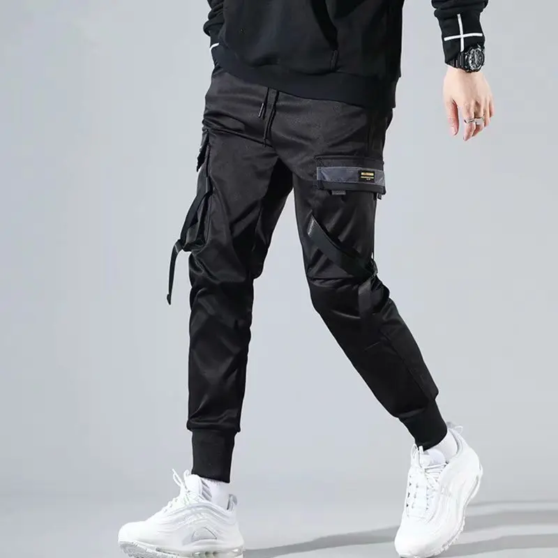 Men Black Tactical Trousers with Hidden Pocket