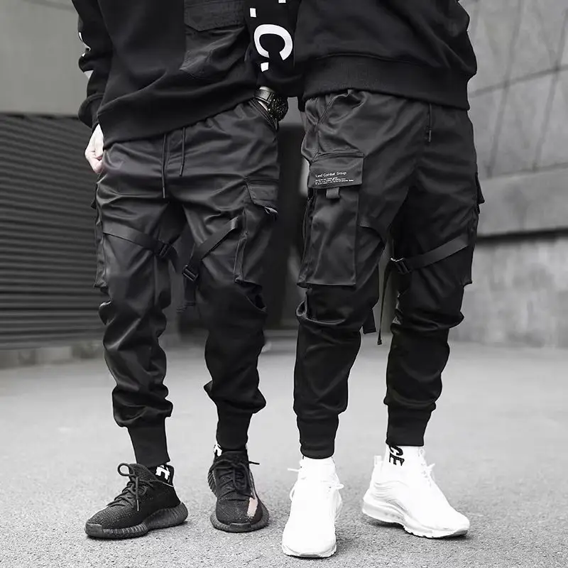 Men Black Tactical Trousers with Hidden Pocket
