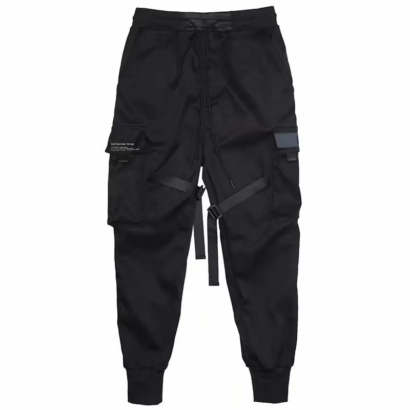 Men Black Tactical Trousers with Hidden Pocket