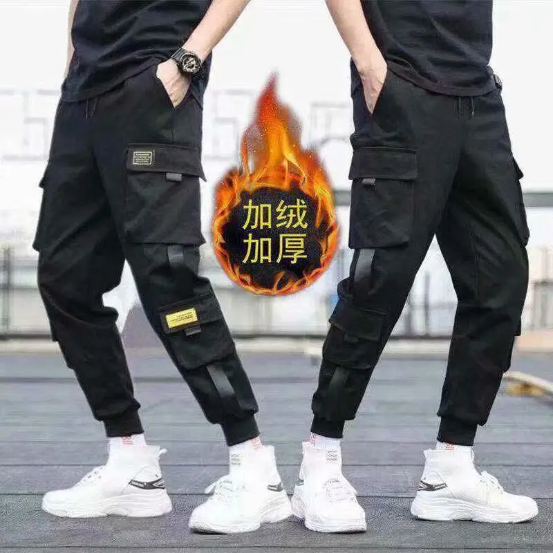 Men Fleece Lined Ankle Pants Black Winter Casual - Image 3