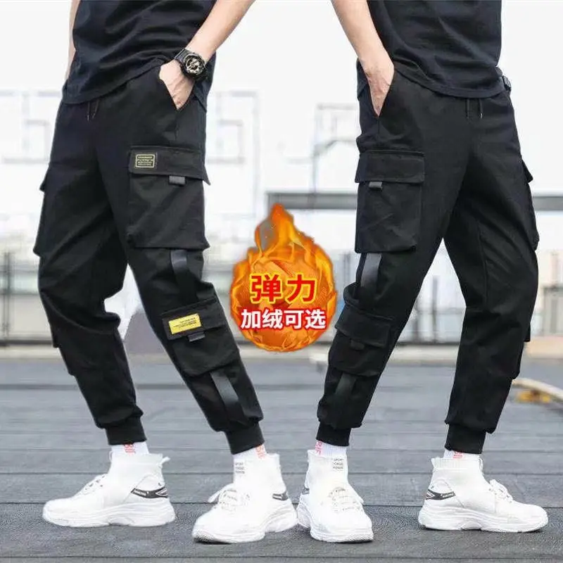Men Fleece Lined Ankle Pants Black Winter Casual - Image 4