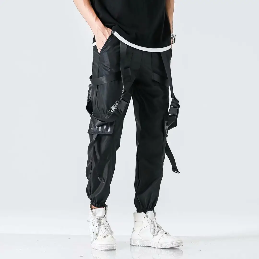 Men's Black Strap Overalls Korean Style Hip-Hop Pants - Image 4