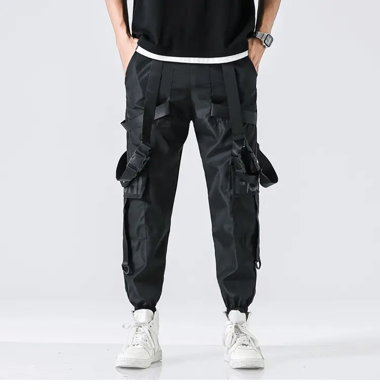 Men's Black Strap Overalls Korean Style Hip-Hop Pants - Image 5