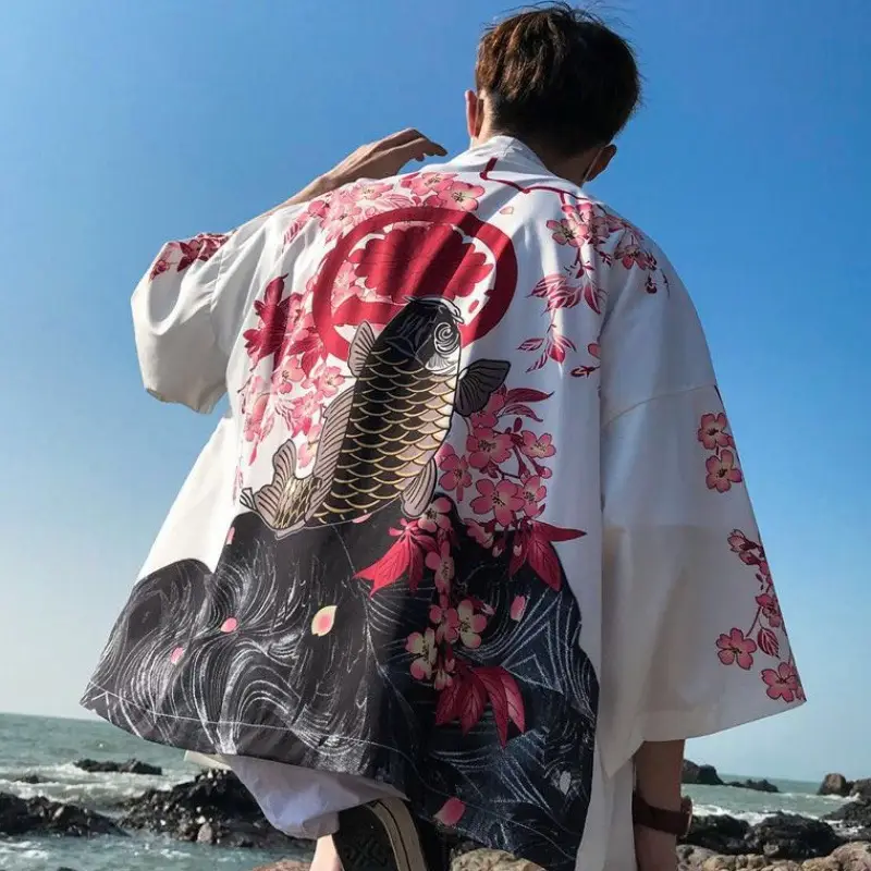 Men's Taoist Robe Seven-Sleeve Jacket Black Red White - Image 17