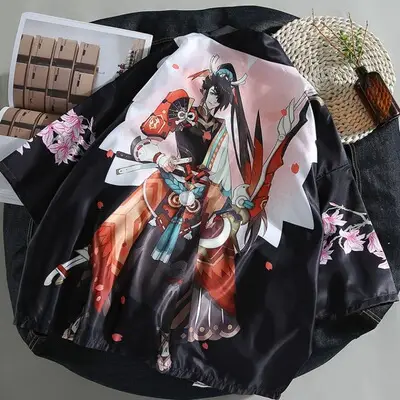 Men's Taoist Robe Seven-Sleeve Jacket Black Red White - Image 12