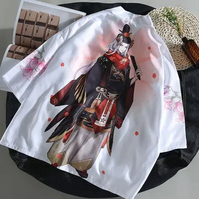 Men's Taoist Robe Seven-Sleeve Jacket Black Red White - Image 13