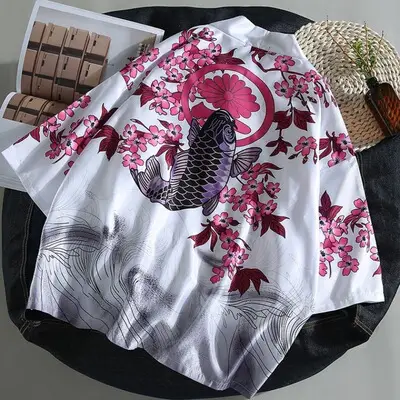 Men's Taoist Robe Seven-Sleeve Jacket Black Red White - Image 14