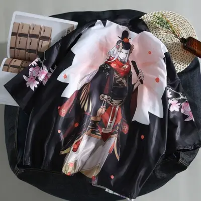 Men's Taoist Robe Seven-Sleeve Jacket Black Red White - Image 8