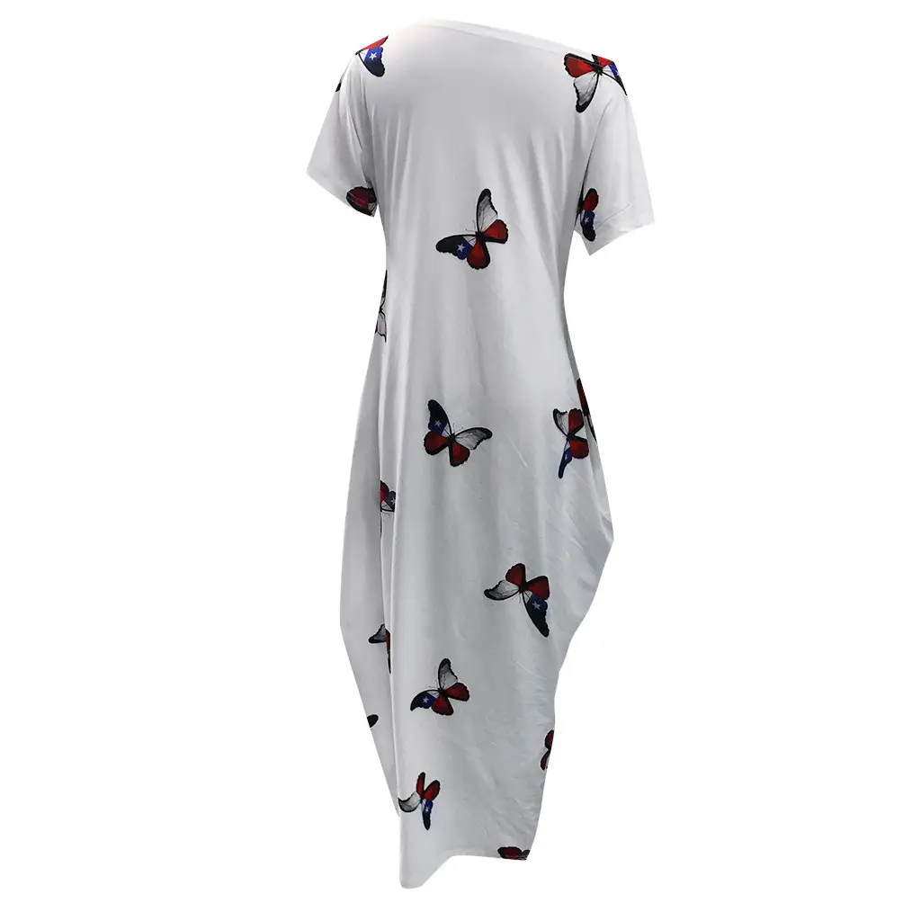 White Butterfly Print Long Sleeve Dress for Women — feature 9