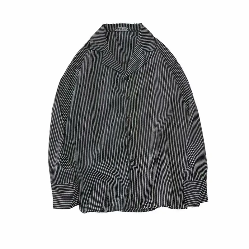 Men's Striped Collar Shirt Light Beige Long Sleeve - Image 6
