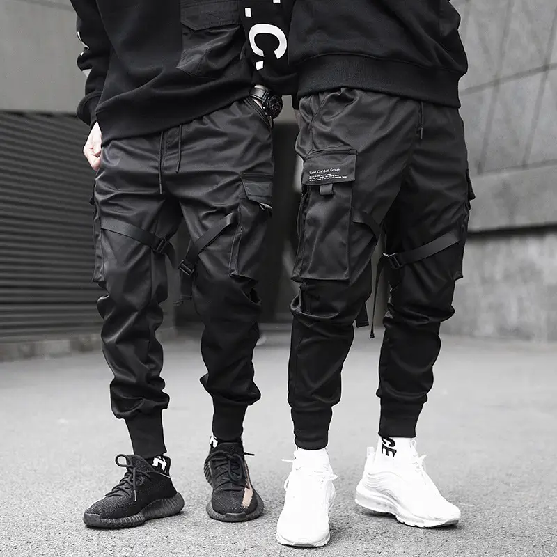 Men Tactical Ankle-Tied Pants Black Slim Fit - Image 3