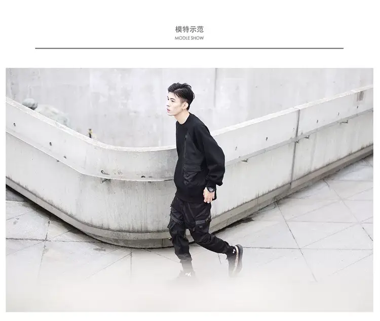 Men Tactical Ankle-Tied Pants Black Slim Fit — feature 1