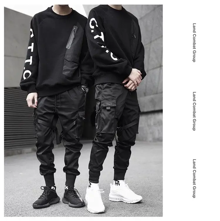 Men Tactical Ankle-Tied Pants Black Slim Fit — feature 10