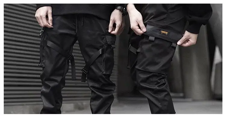 Men Tactical Ankle-Tied Pants Black Slim Fit — feature 11