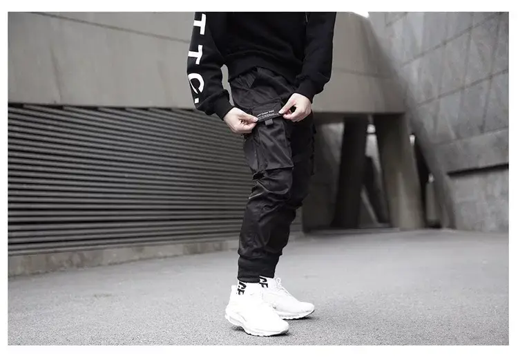 Men Tactical Ankle-Tied Pants Black Slim Fit — feature 4