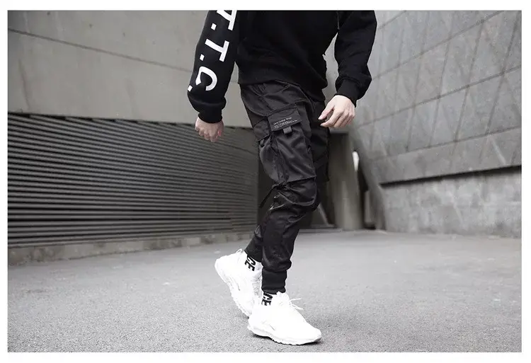 Men Tactical Ankle-Tied Pants Black Slim Fit — feature 6