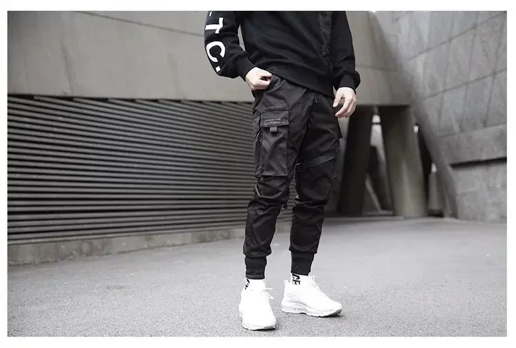 Men Tactical Ankle-Tied Pants Black Slim Fit — feature 7