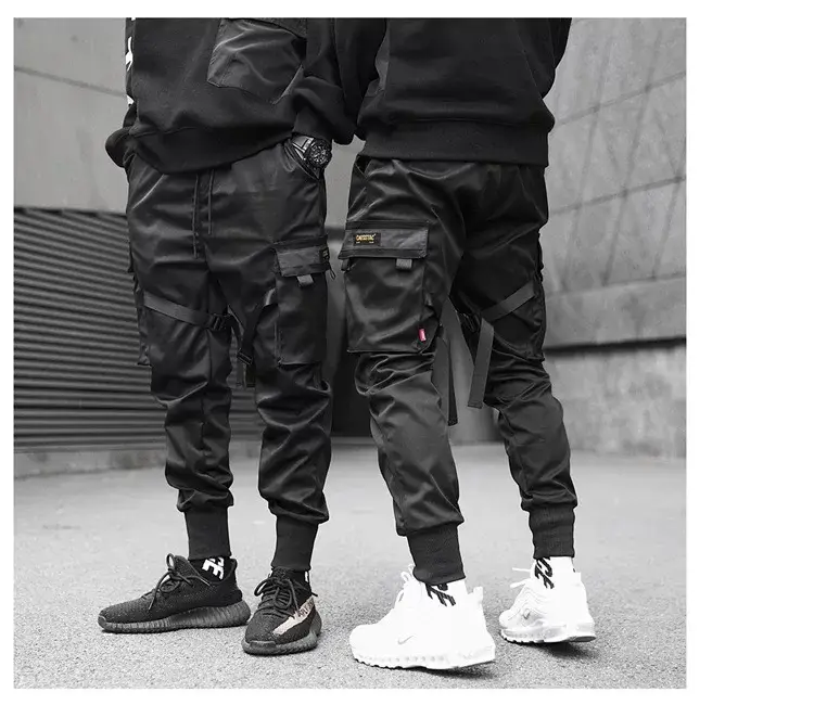 Men Tactical Ankle-Tied Pants Black Slim Fit — feature 8
