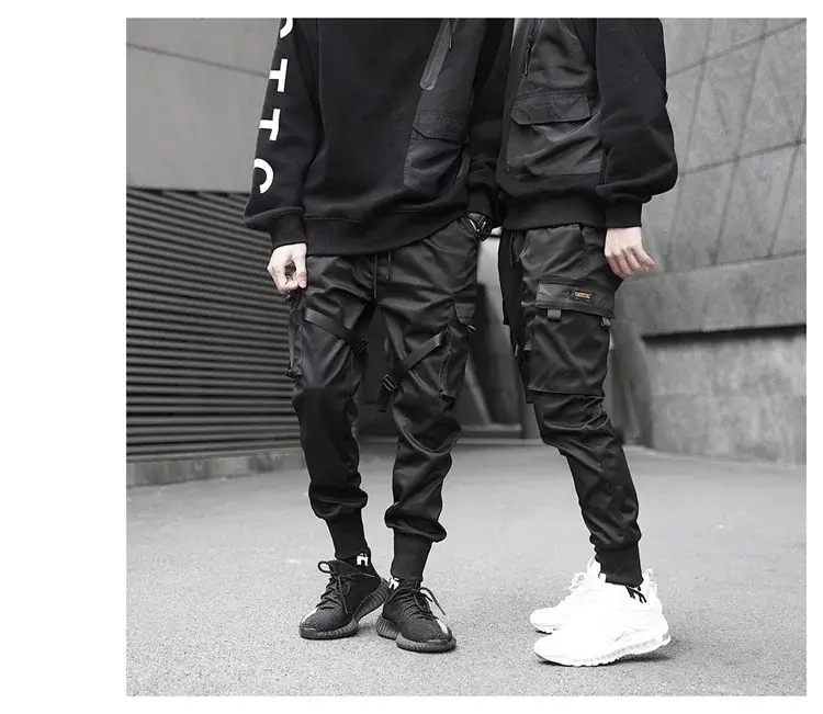 Men Tactical Ankle-Tied Pants Black Slim Fit — feature 9